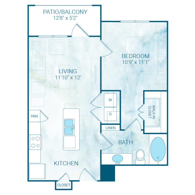 Rendering of the A1 floor plan