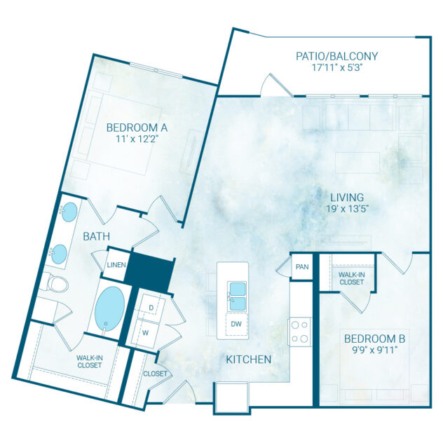 Rendering of the A13-D floor plan